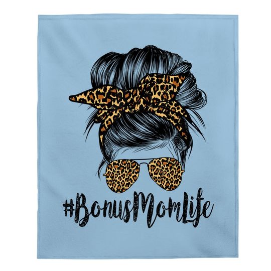 Bonus Mom Life Hair Bandana Glasses Leopard Mother's Day Baby Blanket