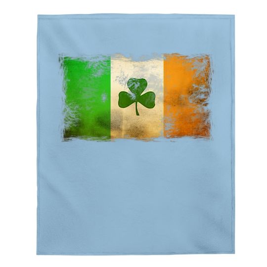 Distressed Ireland Flag Shamrock Vintage Irish Flags Baby Blanket
