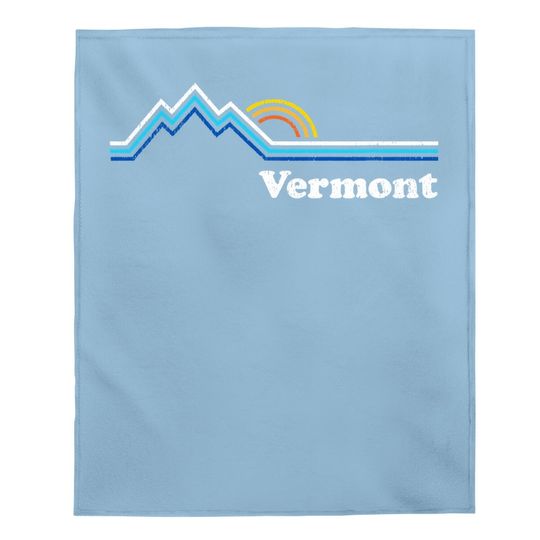 Retro Vermont Vintage Sunrise Mountains Baby Blanket