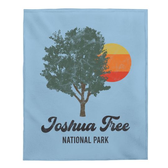 Retro Joshua Tree National Park Vintage Hiking Camping Baby Blanket