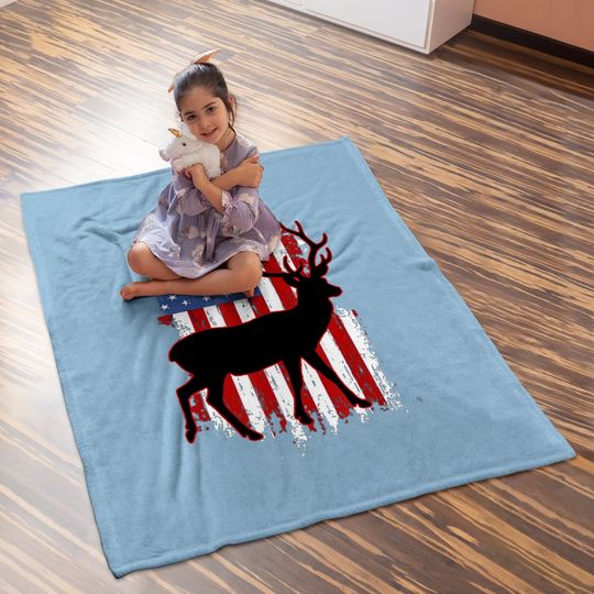 Hunting Patriotic Hunter Hunt Deer Usa Us Flag Baby Blanket
