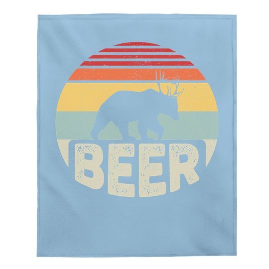 Vintage Retro Bear Deer Funny Beer Baby Blanket
