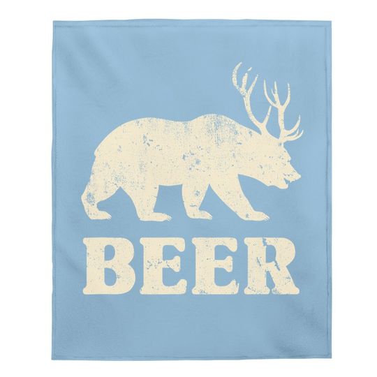 Vintage Bear Deer Funny Beer Baby Blanket