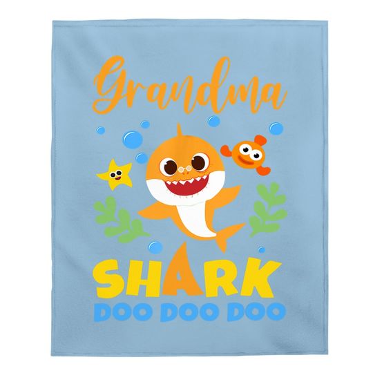 Grandma Shark Gift Baby Shark Family Matching Baby Blanket