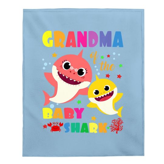 Grandma Of The Baby Shark Birthday Grandma Shark Baby Blanket