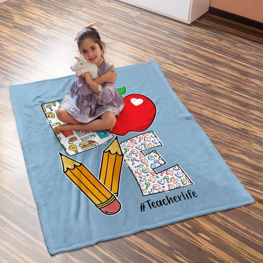 Love Teacher Life Apple Pencil Appreciation Gifts Baby Blanket