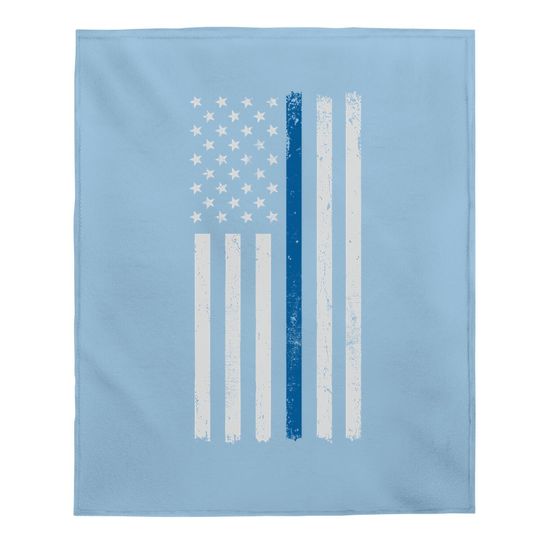 American Flag Thin Blue Line Police Support Lives Matter Us Baby Blanket