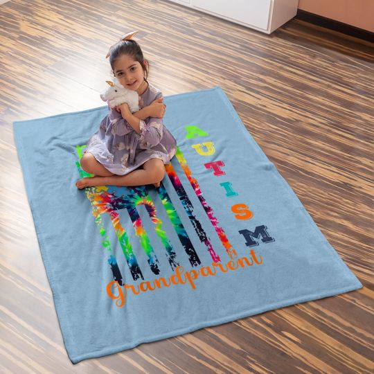 Proud Autism Grandparent Tie-dye Awareness Warrior Baby Blanket