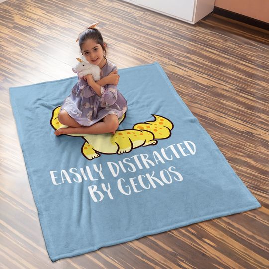 Easily Distracted By Geckos Cute Leopard Lizard Baby Blanket