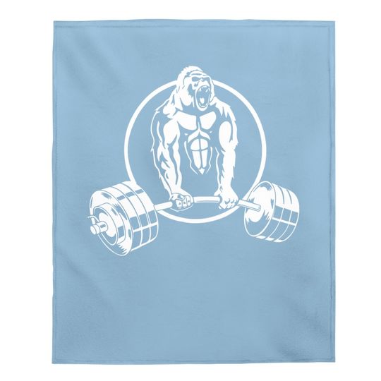Gorilla Strength Weight Lifter Gym Baby Blanket