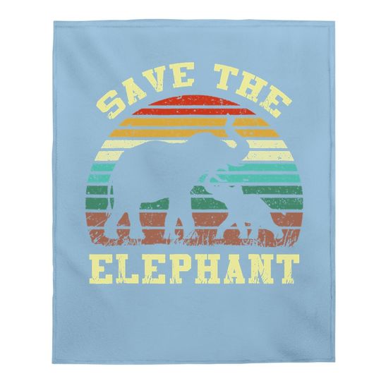 Retro Save The Elephants Baby Blanket