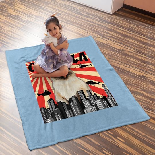 Retro Japanese Catzilla Himalayan Cat Baby Blanket