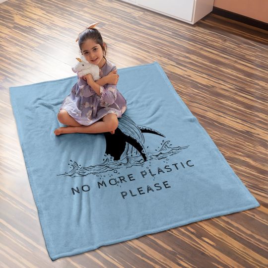 Save The Whales No More Plastic Please Baby Blanket