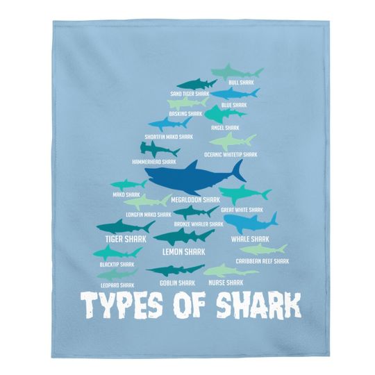 Types Of Shark Megalodon Great White Nurse Shark Baby Blanket