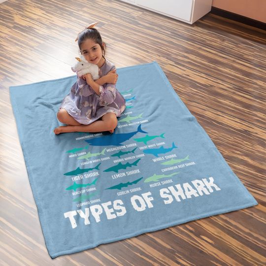 Types Of Shark Megalodon Great White Nurse Shark Baby Blanket