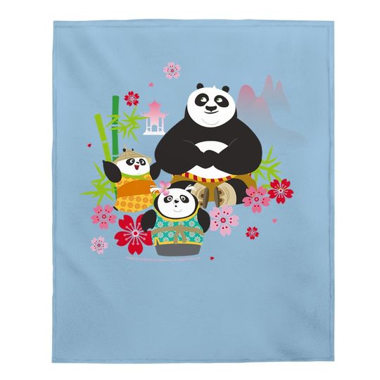 Kung Fu Panda Po And Pandas Floral Baby Blanket
