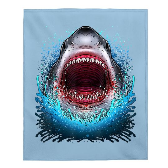 Great White Shark Open Mouth Baby Blanketth Beach Ocean Animal Baby Blanket