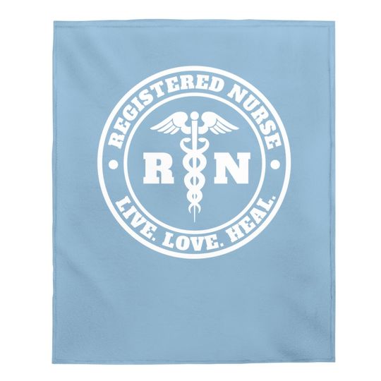 Registered Nurse Live Love Heal Pocket Logo Rn Baby Blanket