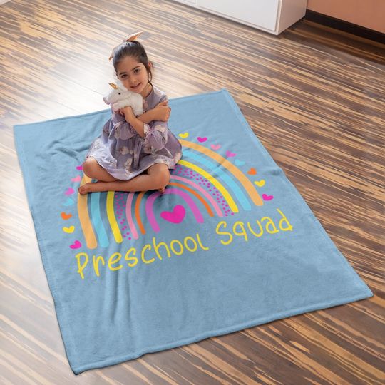 Preschool Squad Teacher Rainbow Baby Blanket