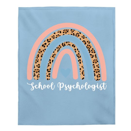 Rainbow Leopard Print School Psychologist Baby Blanket