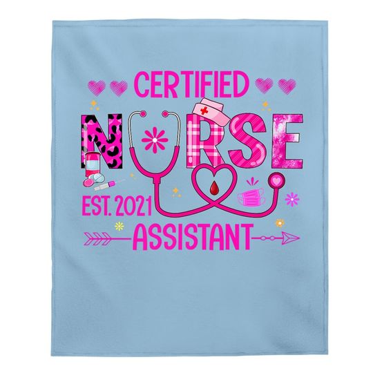 Certified Nurse Assistant Est 2021 Leopard Cna Nursing Aide Baby Blanket