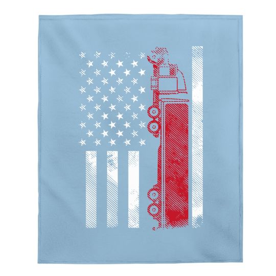 Us American Flag Semi Truck Driver 18 Wheeler Trucker Baby Blanket
