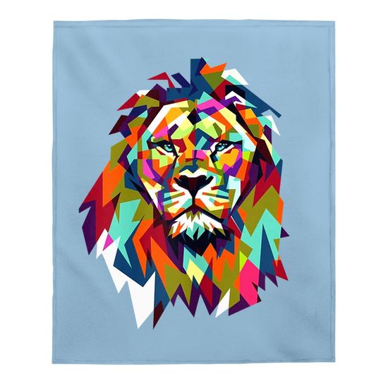 Cool Leo Star Sign Geometric African Animal Cat Lion Face Baby Blanket
