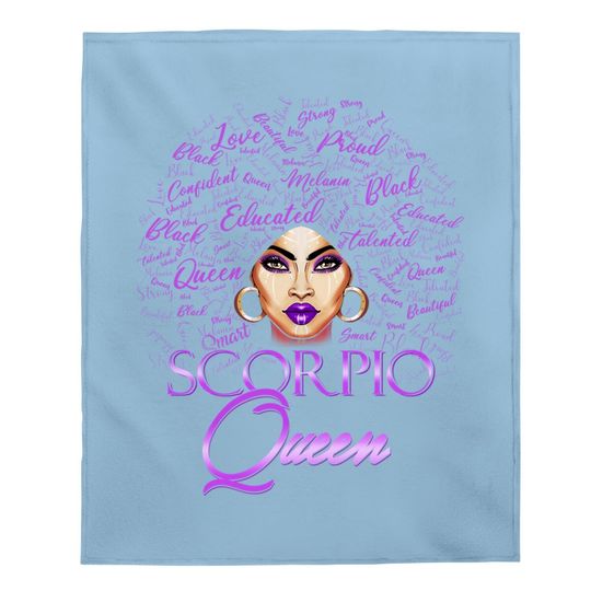 Scorpio Girl Purple Afro Queen Black Zodiac Baby Blanket