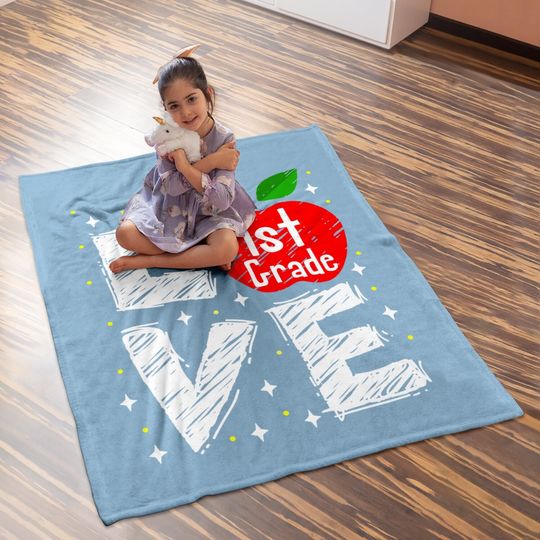 Love 1st Grade Apple Back To School Teacher Baby Blanket