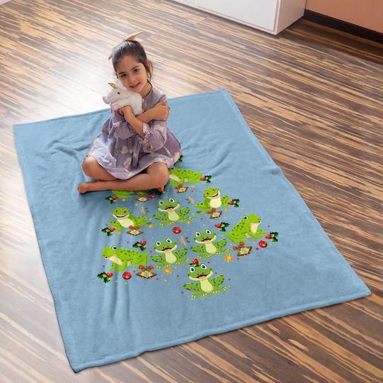 Frog Christmas Tree Gift Christmas Frog Baby Blanket