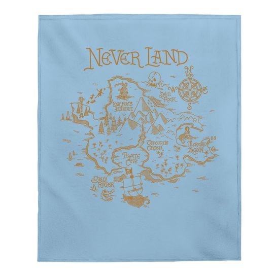 Peter Pan Never Land Map Graphic Baby Blanket