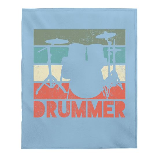 Drummer Drum Set Vintage Retro Gift Baby Blanket