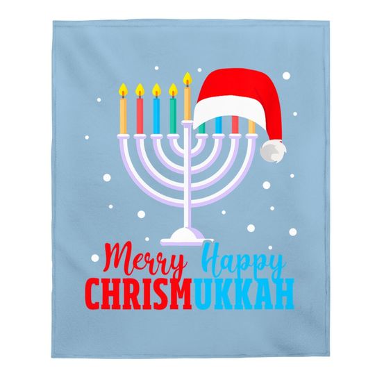 Hanukkah Christmas Merry Happy Chrismukkah Jewish Baby Blanket