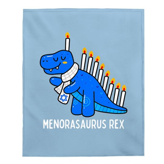 Hanukkah Dinosaur Menorasaurus T Rex Dino Chanukah Boys Gift Baby Blanket