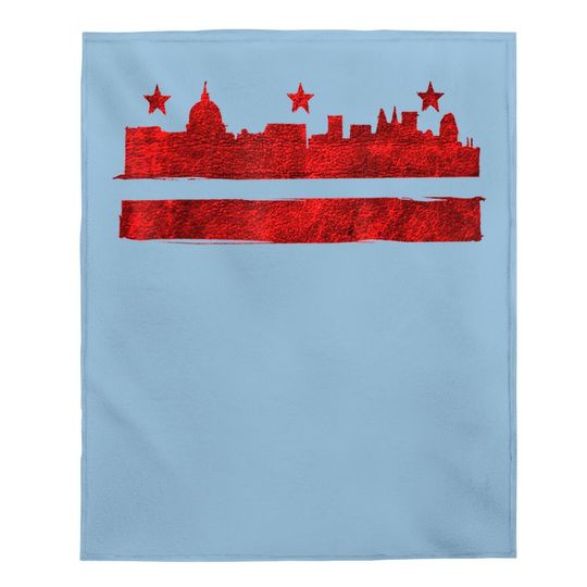 Vintage Skyline Washington Dc Flag Cities Usa Pride Baby Blanket