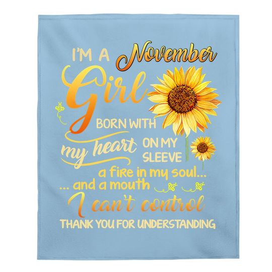 November Sunflower Girl Queen Born In November Gifts Woman Baby Blanket