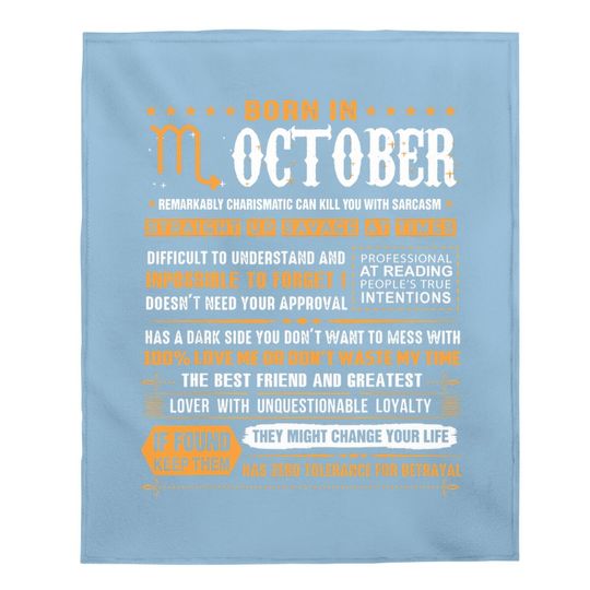Born In October Scorpio Baby Blanket