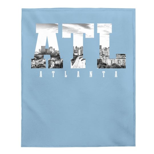 Atl Atlanta Skyline Pride Black & White Vintage Georgia Baby Blanket