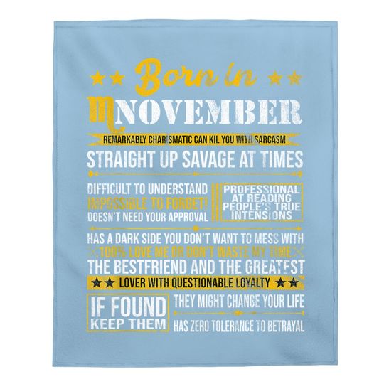 Born In November Scorpio Horoscope Birthday Baby Blanket