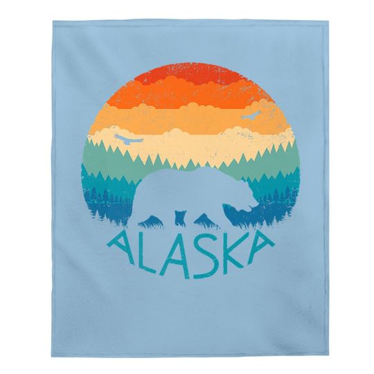 Alaska Retro Grizzly Bear Baby Blanket