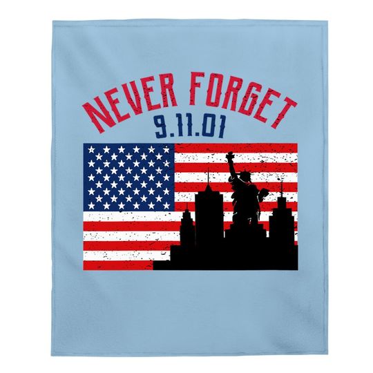 Never Forget Patriotic 911 American Flag Vintage Baby Blanket