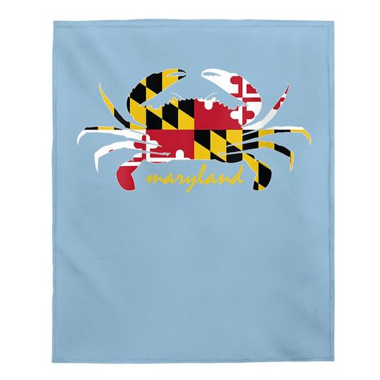 Maryland Crab Cute State Pride Flag Baby Blanket