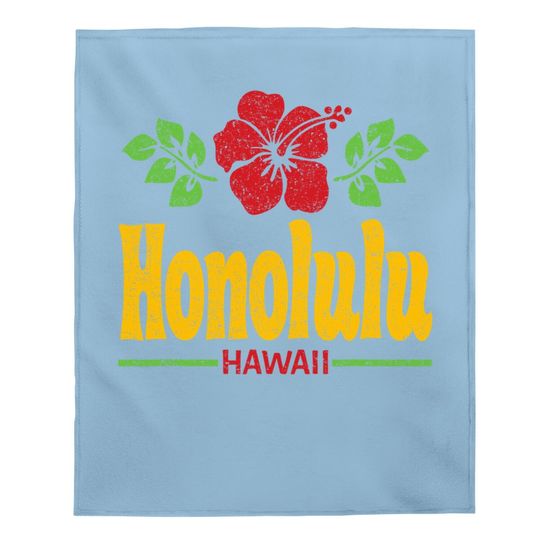 Honolulu Hawaii Flowers Distressed Color Print Baby Blanket