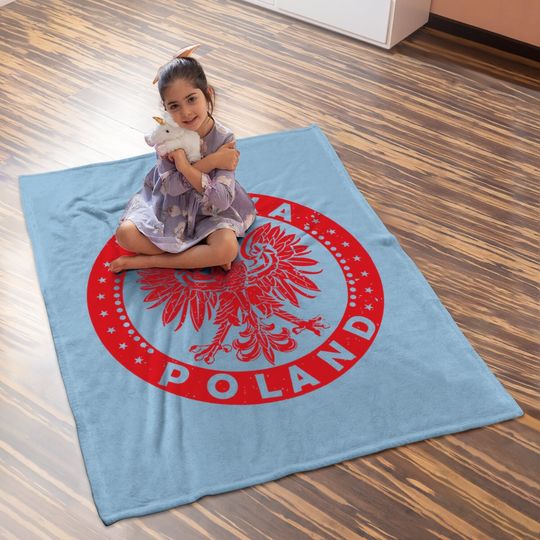 Polska Polish Eagle Vintage Distressed Poland Baby Blanket