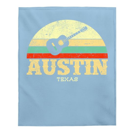 Retro Austin Texas Guitar Baby Blanket