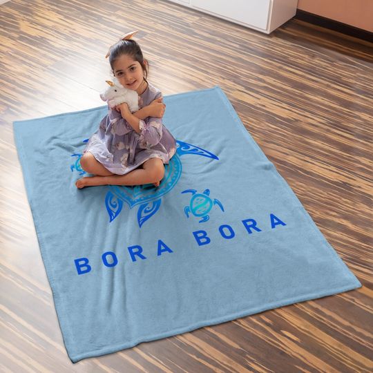 Bora Bora Sea Blue Tribal Turtle Baby Blanket