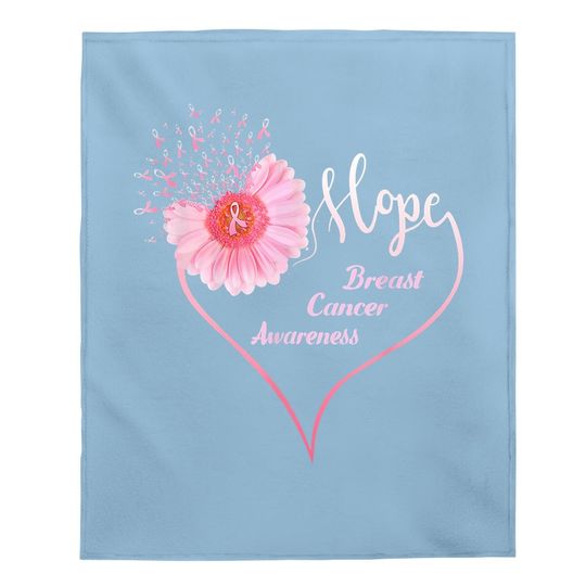 Faith Hope Love Heart Breast Cancer Awareness Pink Daisy Baby Blanket