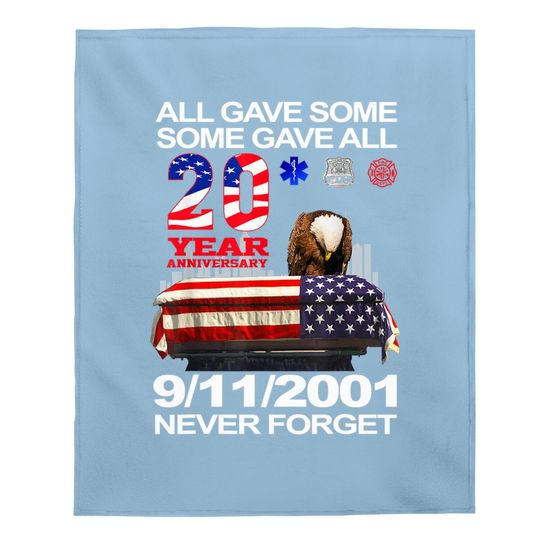 Never Forget 9-11-2001 20th Anniversary Firefighters Baby Blanket