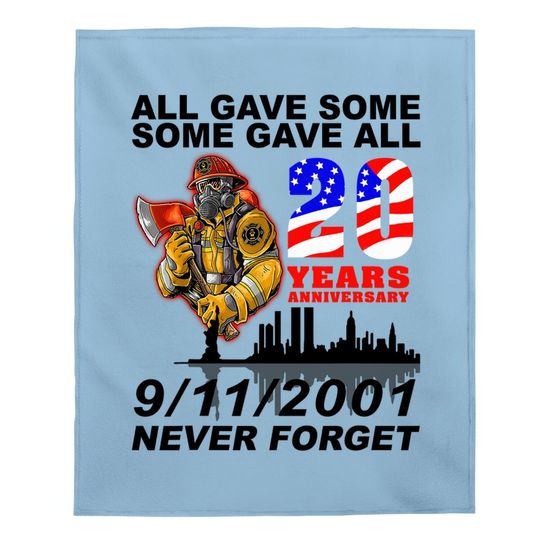 Never Forget 9-11-2001 20th Anniversary Firefighters Baby Blanket