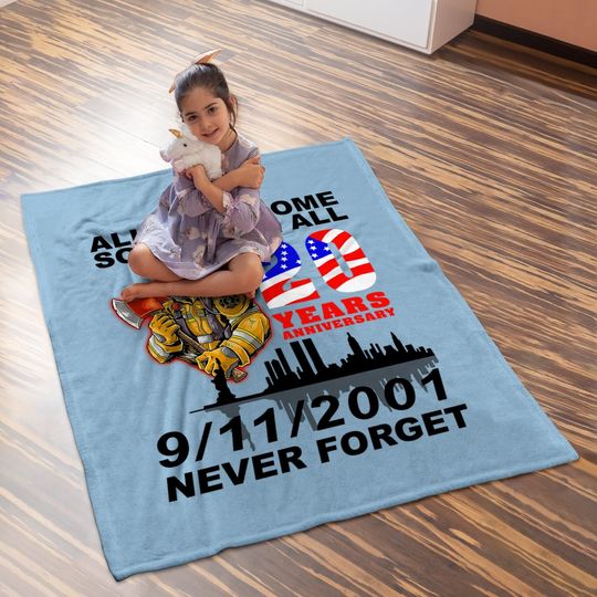 Never Forget 9-11-2001 20th Anniversary Firefighters Baby Blanket